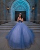 Beading Sleeveless Ball Gown Sweetheart Neckline Blue Quinceanera Dresses