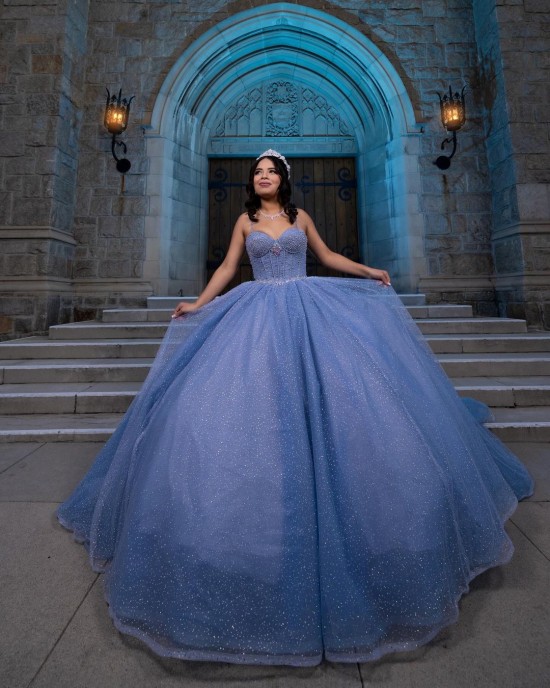 Beading Sleeveless Ball Gown Sweetheart Neckline Blue Quinceanera Dresses