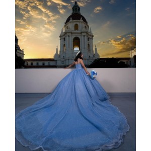 Beading Sleeveless Ball Gown Sweetheart Neckline Blue Quinceanera Dresses