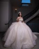 Diamanté Beaded Off Shoulder Ball Gown Corset Sweetheart Neckline Nude Quinceanera Dresses