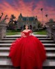 Metallic Sequin Off Shoulder Ball Gown Sweetheart Neckline Red Quinceanera Dresses