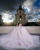 Off Shoulder Ball Gown Lace Appliques Sweetheart Neckline Light Pink Quinceanera Dresses