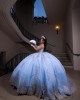 Strapless Sleeveless Ball Gown Sweetheart Neckline Sky Blue Quinceanera Dresses