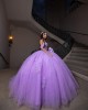 Sweetheart Neckline Ball Gown Off Shoulder Sequin Lilac Quinceanera Dresses