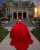 Sweetheart Neckline Lace Appliques Off Shoulder Ball Gown Red Quinceanera Dresses