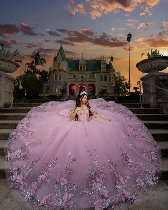 Three-Dimensional Embroidered Off Shoulder Ball Gown Sweetheart Neckline Pink Quinceanera Dresses