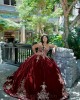 Burgundy Quinceanera Dress Sweetheart Neck Sleeveless Wear Pageant Lace Appliques Girls Ball Gown Sweet 16 Dresses