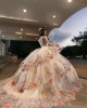 Champagne Quince Dress Sequin Sweetheart Neck Vestidos De 15 Anos Sleeveless 3D Flowers Women 2024 Ball Gown