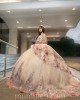 Champagne Quince Dress Sequin Sweetheart Neck Vestidos De 15 Anos Sleeveless 3D Flowers Women 2024 Ball Gown