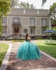 Emerald Green Quince Dress Off Shoulder 2024 Instagram Gowns Lace Appliques Birthday Party Dresses V Neck Vestidos De 15 Anos