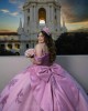 Lilac 2024 Quinceanera Dress Lace Appliques Sweetheart Neck Vestidos De 15 Anos Off Shoulder Wear Pageant Instagram Gowns With Bow