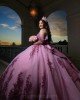 Lilac 2024 Quinceanera Dress Lace Appliques Sweetheart Neck Vestidos De 15 Anos Off Shoulder Wear Pageant Instagram Gowns With Bow