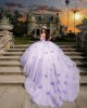 Hot Pink Quince Dress Off Shoulder Birthday Party Robe Sweetheart Neck Sweet 15 Gowns 3D Flowers Vestidos De 15 Anos