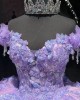 Lilac Quinceanera Dress Off Shoulder Princess Sweet 15 Gowns Lace Appliques Sweetheart Neck Birthday Party Dresses