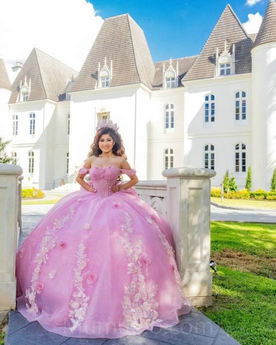 Lilac Quinceanera Dress Sweetheart Neck Birthday Party Dresses Lace Appliques Off Shoulder Vestidos De 15 Anos With Bow