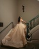 Off Shoulder Champagne Quinceanera Dresses Metallic Sequins Sweetheart Neck 15 Dress