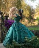 Off Shoulder Emerald Green Quinceanera Dresses Lace Appliques Sweetheart Neck 15 Dress