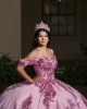 Off Shoulder Pink Quinceanera Dresses Pearl Sweetheart Neck Lace Appliques 15 Dress