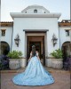 Off Shoulder Sky Blue Quinceanera Dresses Lace Appliques Sweetheart Neck 15 Dress With 3D Flowers