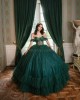 Off Shoulder Tiered Emerald Green Quince Dresses Sheer Bodice Sweetheart Neck 15 Dress