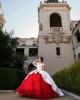 Off Shoulder White On Red Quinceanera Dresses Sweetheart Neck 15 Dress