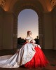 Off Shoulder White On Red Quinceanera Dresses Sweetheart Neck 15 Dress