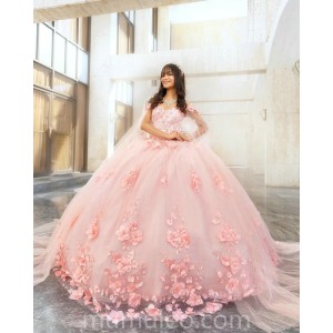 Pink Quince Dress 3D Flowers Party Vestidos De 15 Anos Sweetheart Neck Lace Appliques Women 2024 Ball Gown With Cape