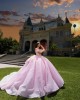 Pink Quince Dress Off Shoulder Birthday Party Robe Sweetheart Neck Sweet 15 Gowns Sequin Vestidos De 15 Anos