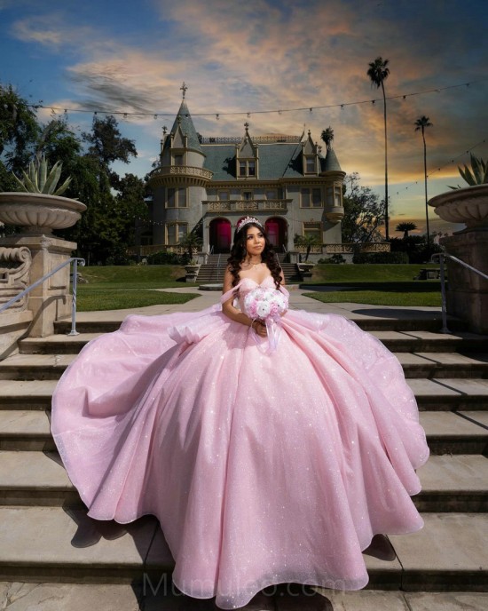 Pink Quince Dress Off Shoulder Vestidos De 15 Anos Sweetheart Neck Sweet 15 Gowns