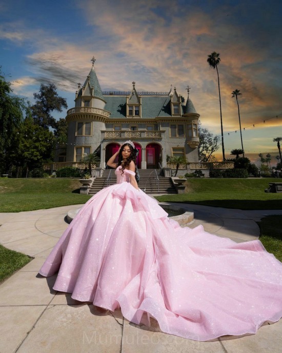 Pink Quince Dress Off Shoulder Vestidos De 15 Anos Sweetheart Neck Sweet 15 Gowns