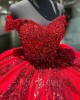 Red Quince Dress Off Shoulder Vestidos De 15 Anos Birthday Gowns Sweet 15 16 Dresses