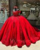 Red Quince Dress Off Shoulder Vestidos De 15 Anos Birthday Gowns Sweet 15 16 Dresses