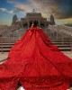 Red Quince Dress Off Shoulder Wear Pageant Sequin Girl Birthday Party Gowns Beading Vestidos De 15 Anos With Bow