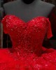 Red Tiered Quinceanera Dress Sweetheart Neck Sequin Girls Ball Gown Sweet 16 Dresses Off Shoulder Vestidos De 15 Anos