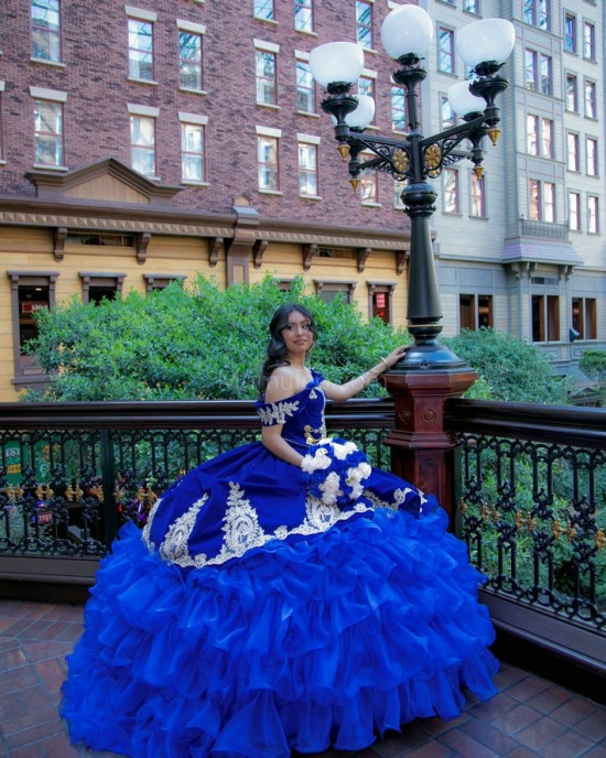 Ruffled Blue Quince Dress Off Shoulder Birthday Party Robe Sweetheart Neck Sweet 16 Gowns Lace Appliques Vestidos De 15 Anos