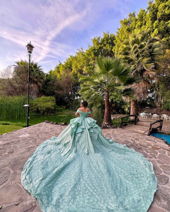 Sage Green Quinceanera Dress Off Shoulder Vestidos De 15 Anos Sequin Wear Pageant Sweetheart Neck Sweet 15 Prom Party Dresses