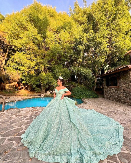 Sage Green Quinceanera Dress Off Shoulder Vestidos De 15 Anos Sequin Wear Pageant Sweetheart Neck Sweet 15 Prom Party Dresses