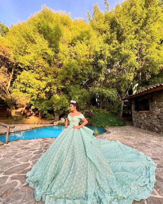 Sage Green Quinceanera Dress Off Shoulder Vestidos De 15 Anos Sequin Wear Pageant Sweetheart Neck Sweet 15 Prom Party Dresses