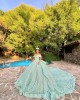 Sage Green Quinceanera Dress Off Shoulder Vestidos De 15 Anos Sequin Wear Pageant Sweetheart Neck Sweet 15 Prom Party Dresses