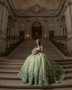 Sagr Green Quinceanera Dress Sweetheart Neck Vestidos De 15 Anos 3D Flowers Girls Sweet 16 Dresses Cape Sleeve 2024 Wear Pageant