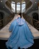 Sky Blue Quince Dress Off Shoulder Birthday Party Robe Sweetheart Neck Sweet 15 Gowns Sequin Vestidos De 15 Anos