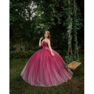 Sleeveless Burgundy Quince Dresses V Neck 15 Dress in instagram