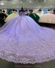 3D Flowers Lilac Sweet 16 Dresses Discount Quinceanera Dress With See Through Bodice