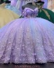 3D Flowers Lilac Sweet 16 Dresses Discount Quinceanera Dress With See Through Bodice