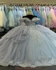 Lace Appliqued Dusty Blue Quinceanera Dresses With Cascading Details