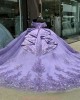 Metallic Off The Shoulder Lavender Quince Dress 2024