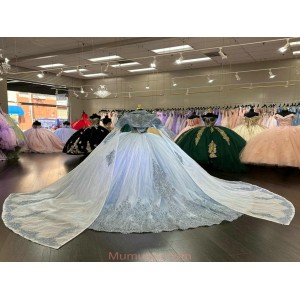 Strapless Periwinkle Blue Quinceanera Dress With Shawl Jacket And Illusion Bodice