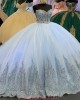 Strapless Periwinkle Blue Quinceanera Dress With Shawl Jacket And Illusion Bodice