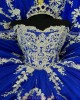 Vintage Appliqued Dark Royal Blue Quinceanera Dresses Off The Shoulder