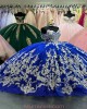 Vintage Appliqued Dark Royal Blue Quinceanera Dresses Off The Shoulder